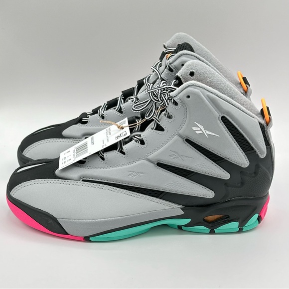 Men’s Reebok Blast Alamo US 8 Black Gray Blue Green Retro Basketball Lifestyle - Picture 8 of 12